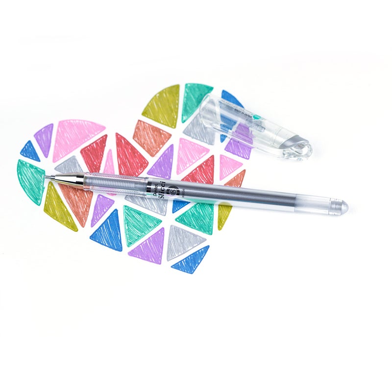 بنتل Pentel Arts Slicci رأس إبرة 0.8 مم، قلم جل متوسط، حبر معدني فضي (BG208-Z)، 12 عبوة - Image 4